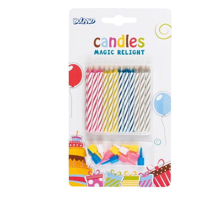 Magische Kuchenkerzen mit Halter Bunt gemischt 24 Stück