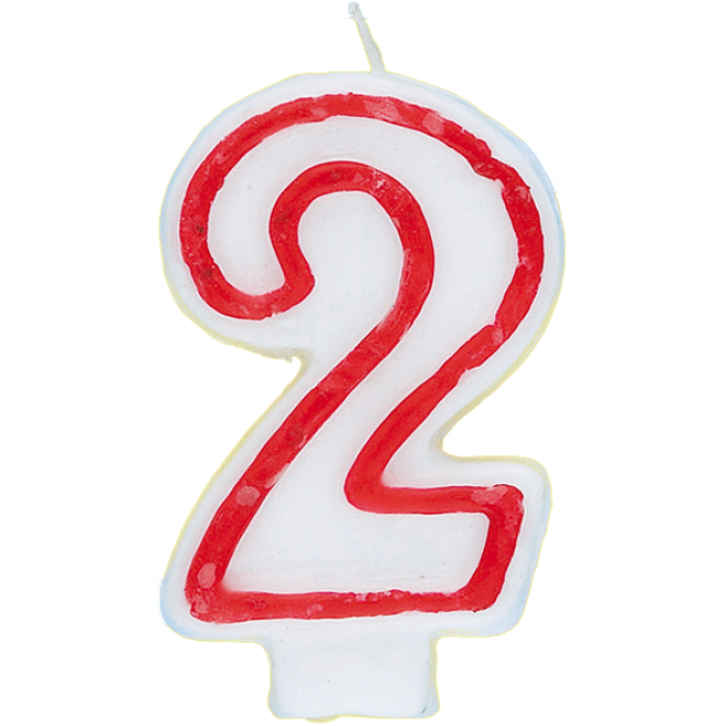Zahlenkerze 2 - Rot / Weiß