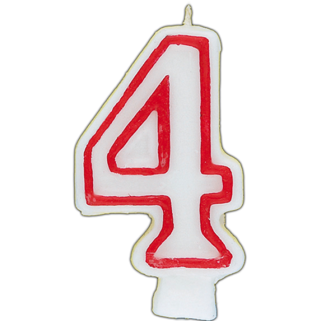 Zahlenkerze 4 - Rot / Weiß