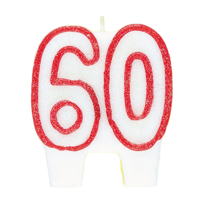 Zahlenkerze 60 - Rot / Weiß