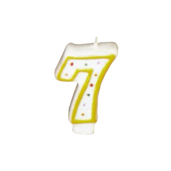 Zahlenkerze 7 - Bunt gemischt / Weiß