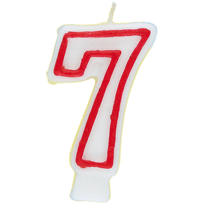 Zahlenkerze 7 - Rot / Weiß