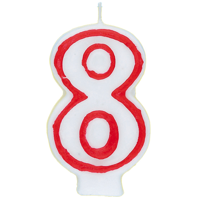 Zahlenkerze 8 - Rot / Weiß
