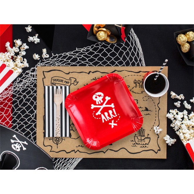 Partyteller Pirat (Rot) Ø 20 cm - 6 Stück