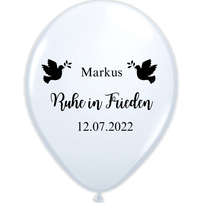 Rundballons weiß mit schwarzem Druck