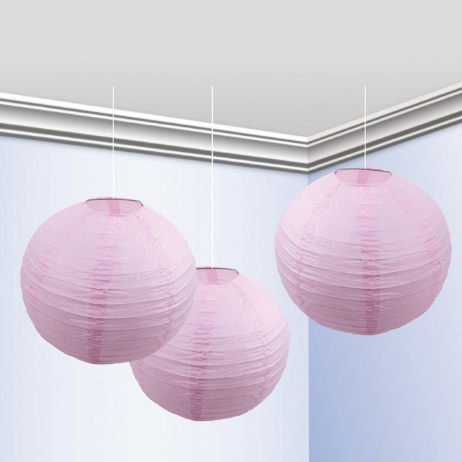 Rosa Lampions Ø 25 cm - 3 Stück