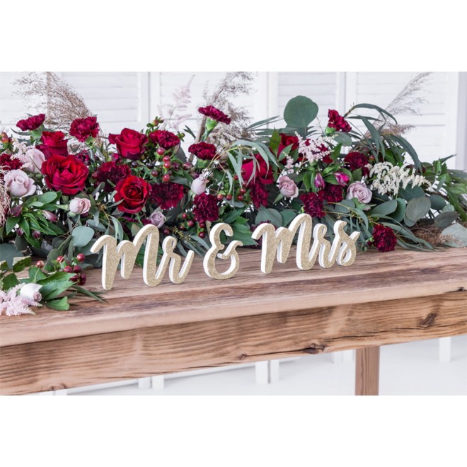 Holzdekoration Gold - Mr & Mrs