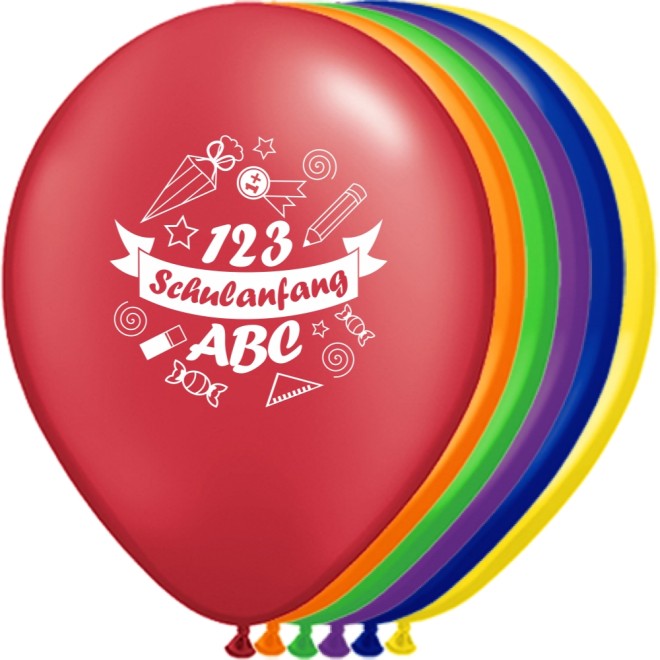 8 St Folat Rundumdruck 30 cm Luftballons Einschulung Schulanfang bunt 