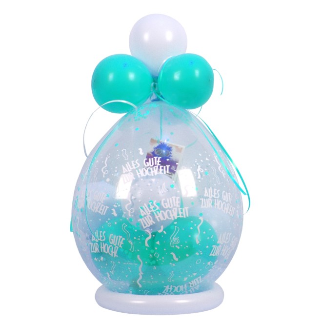 Verpackungsballon Geschenkballon Alles Gute Zur Hochzeit Turkis Weiss Basic