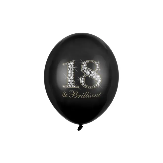 6 Motivballons - Ø 30cm - 18 & Brilliant Pastel Black