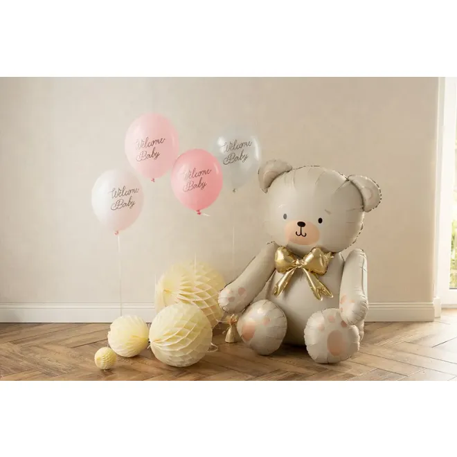6 Motivballons - Ø 30 cm - Welcome Baby - Rosa Mix