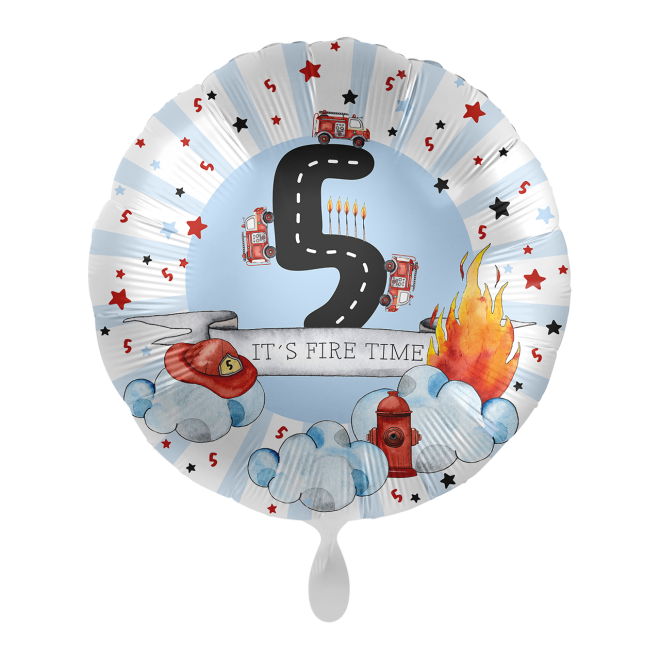 1 Balloon - Happy Fire Engine - Five