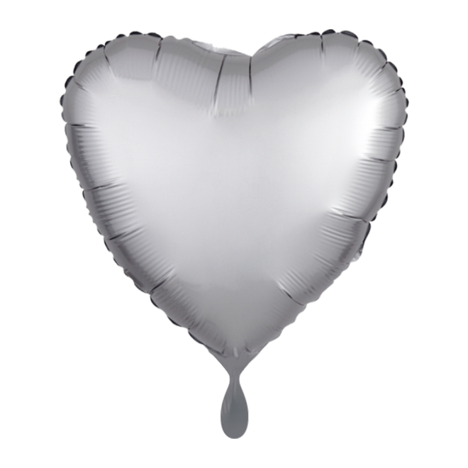 1 Balloon - Herz - Silk Lustre - Silber