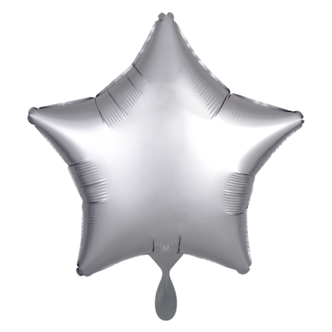 1 Balloon - Stern - Satin - Silber