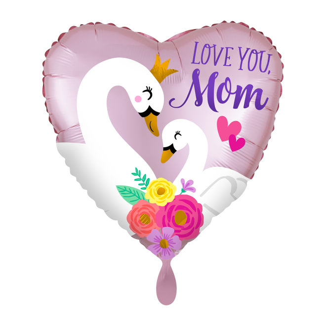 1 Ballon - Satin Infused Love You Mom Swans