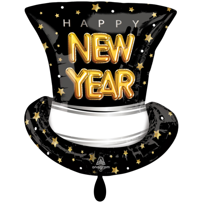 1 Balloon XXL - HNY Pop Clink Cheers Top Hat
