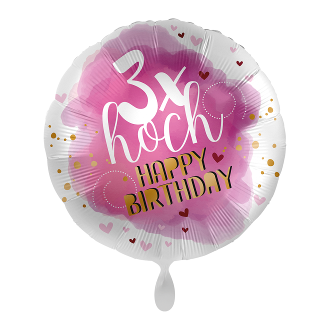 1 Ballon - 3x hoch Happy Birthday