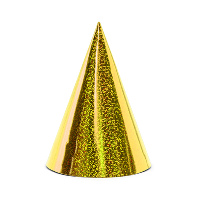 6 Partyhüte - Holographic - Gold
