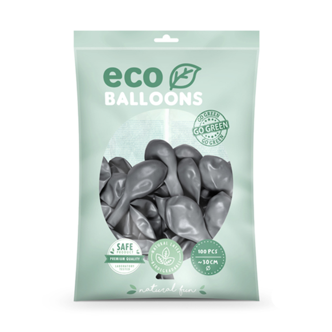 100 ECO-Luftballons - Ø 30cm - Metallic - Silver