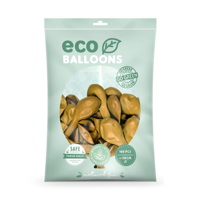 100 ECO-Luftballons - Ø 30cm - Metallic - Gold