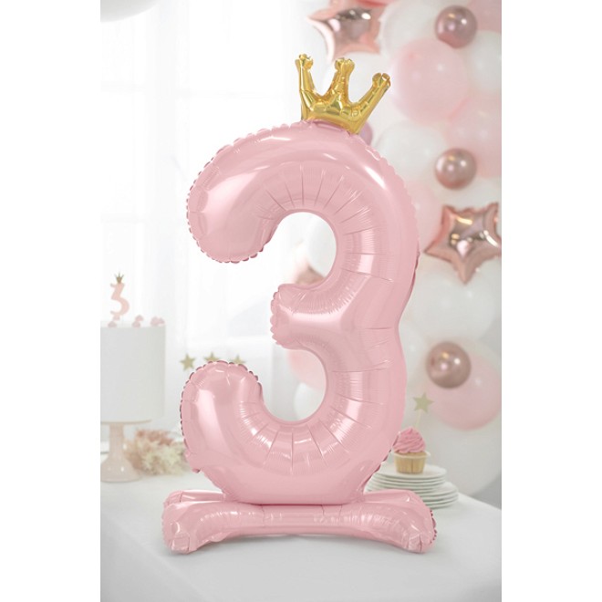 1 Ballon XXL mit Standfuß - Zahl 3 - Princess