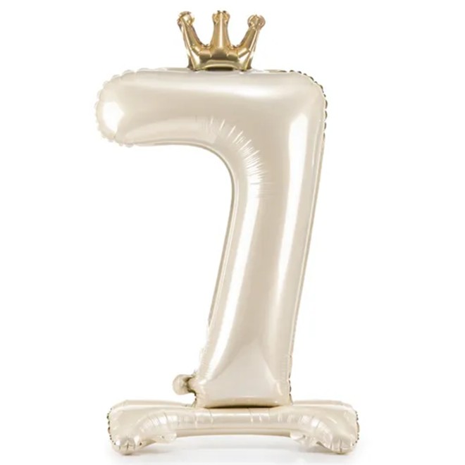 1 Ballon XXL mit Standfuß - Zahl 7 - Light Cream