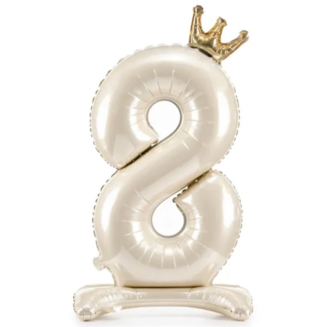1 Ballon XXL mit Standfuß - Zahl 8 - Light Cream