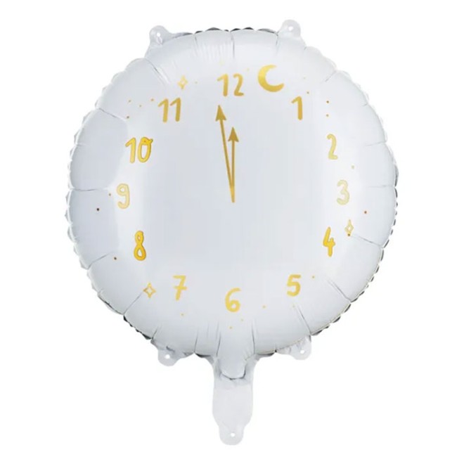 1 Ballon - Clock White Happy New Year