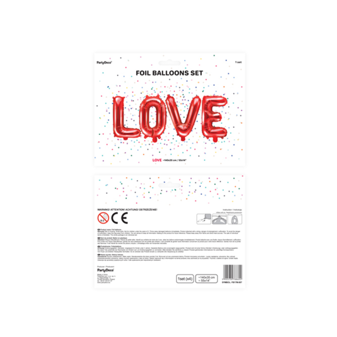 1 Ballon - Schriftzug - LOVE - Rot