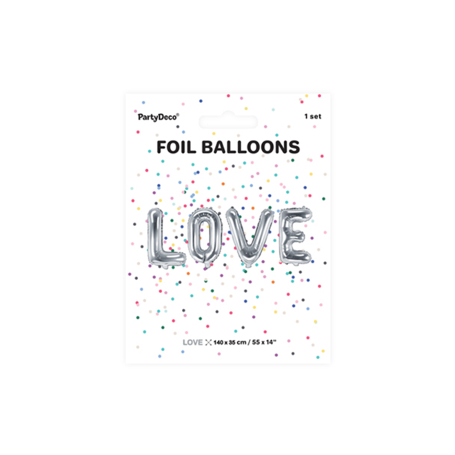 1 Ballon - Schriftzug - LOVE - Silber