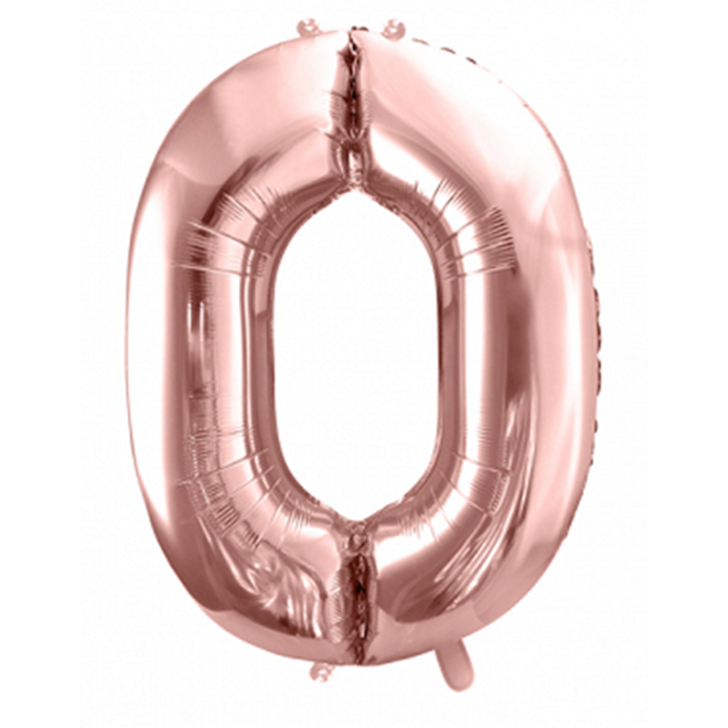 1 Ballon XXL - Zahl 0 - RoseGold