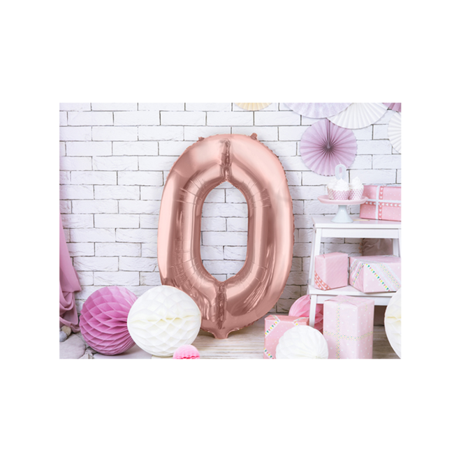 1 Ballon XXL - Zahl 0 - RoseGold