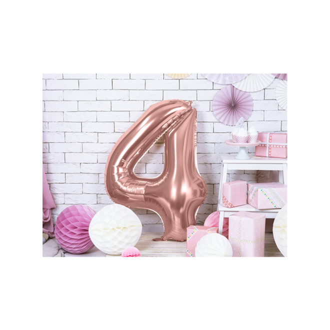 1 Ballon XXL - Zahl 4 - RoseGold