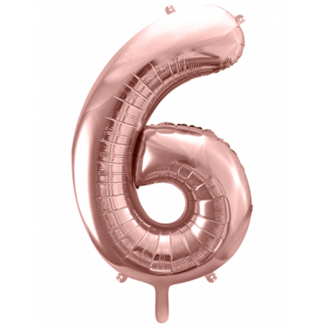 1 Ballon XXL - Zahl 6 - RoseGold