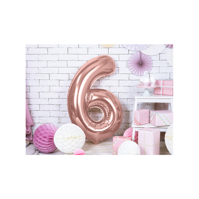 1 Ballon XXL - Zahl 6 - RoseGold