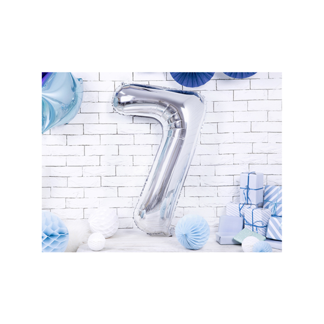 1 Ballon XXL - Zahl 7 - Silber