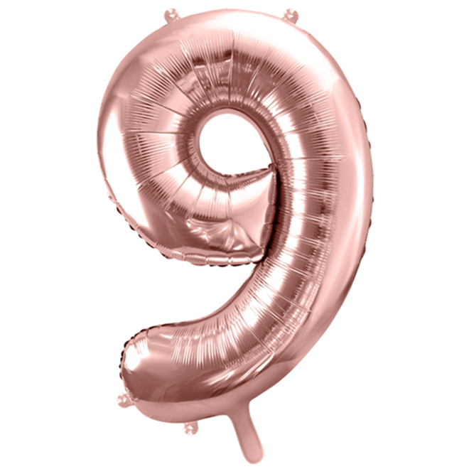 1 Ballon XXL - Zahl 9 - RoseGold