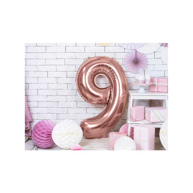 1 Ballon XXL - Zahl 9 - RoseGold