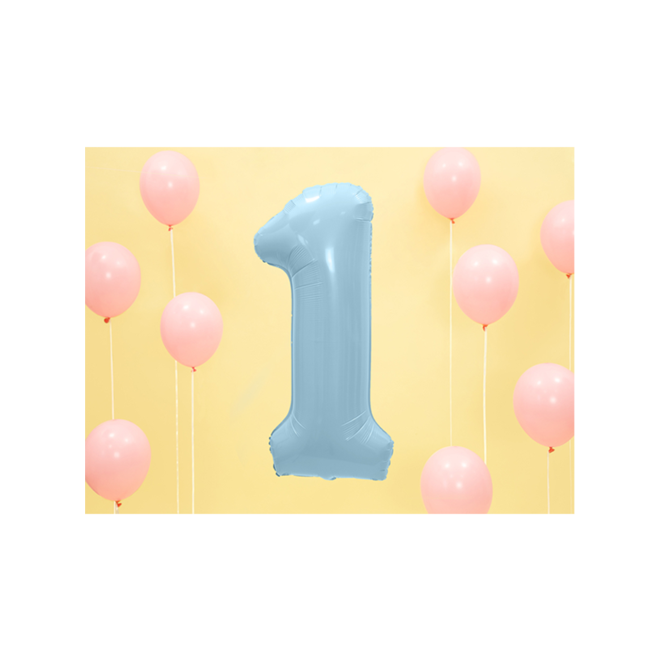 1 Ballon XXL - Zahl 1 - Hellblau