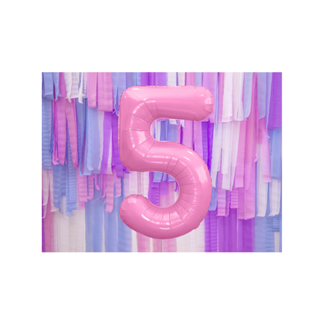 1 Ballon XXL - Zahl 5 - Rosa