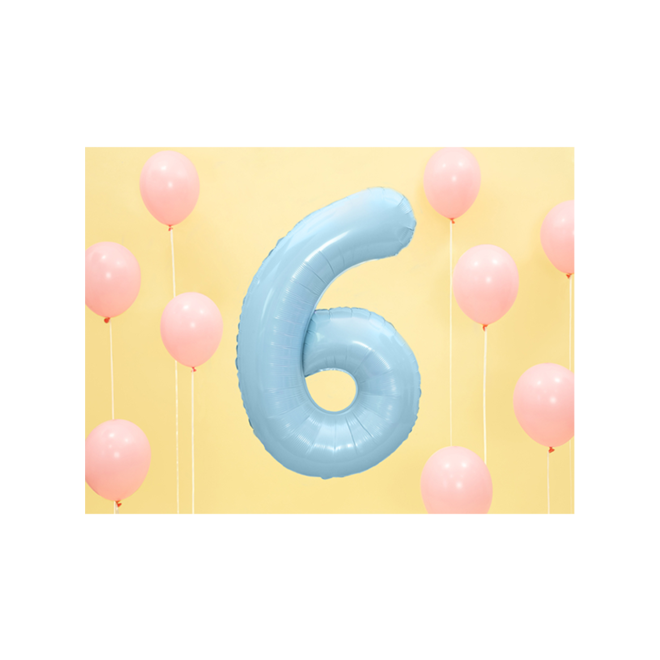 1 Ballon XXL - Zahl 6 - Hellblau