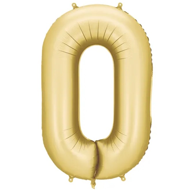 1 Ballon XXL - Zahl 0 - Gold