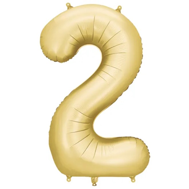 1 Ballon XXL - Zahl 2 - Gold