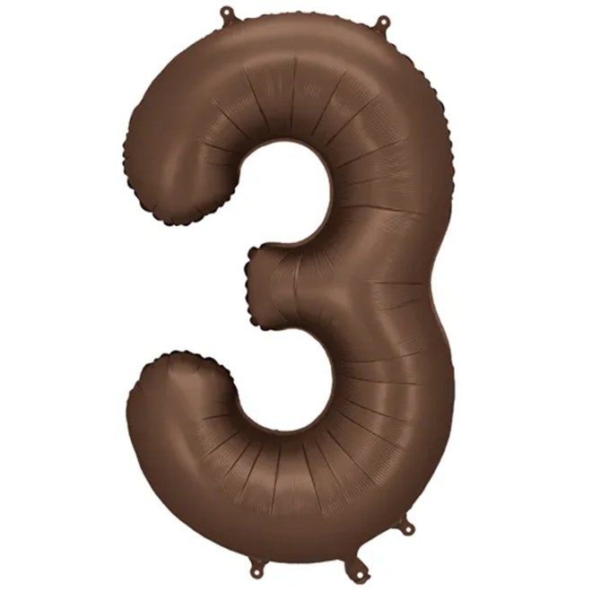1 Ballon XXL - Zahl 3 - Mocha