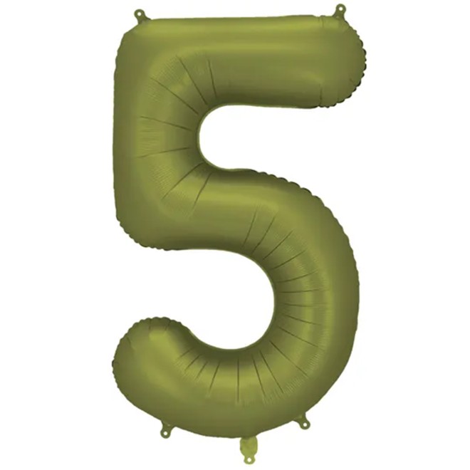 1 Ballon XXL - Zahl 5 - Olive