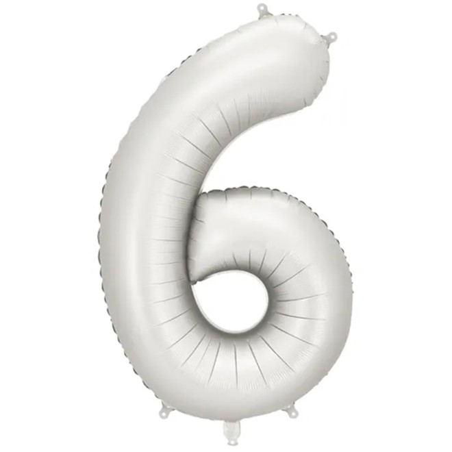 1 Ballon XXL - Zahl 6 - Silver