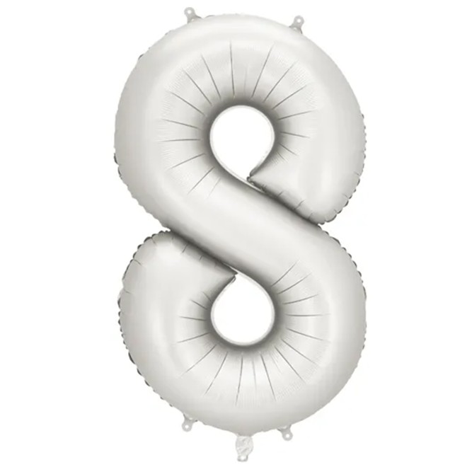 1 Ballon XXL - Zahl 8 - Silver