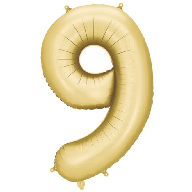 1 Ballon XXL - Zahl 9 - Gold