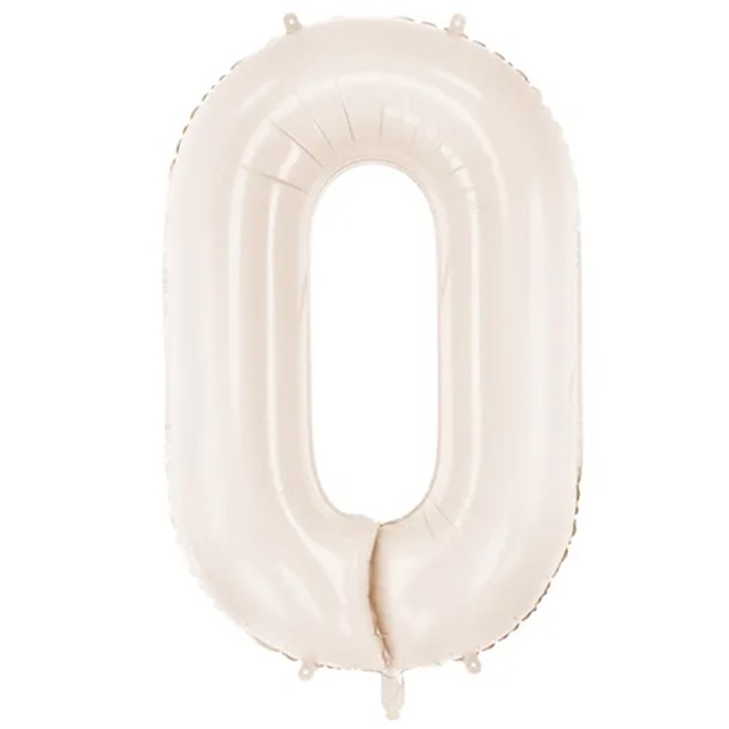 1 Ballon XXL - Zahl 0 - Light warm grey