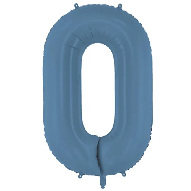1 Ballon XXL - Zahl 0 - Misty Blue